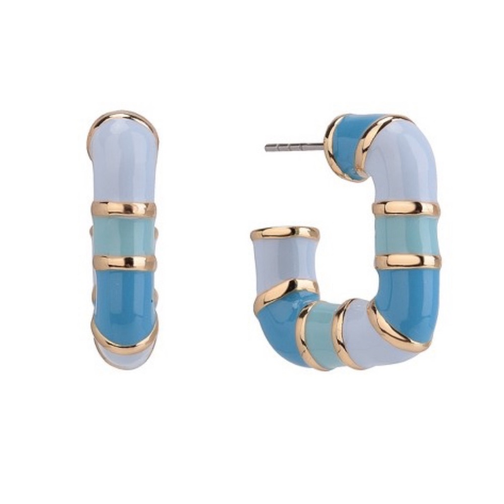Isaac Mizrahi New‎ York Blue Enamel Square Post Earrings NWT